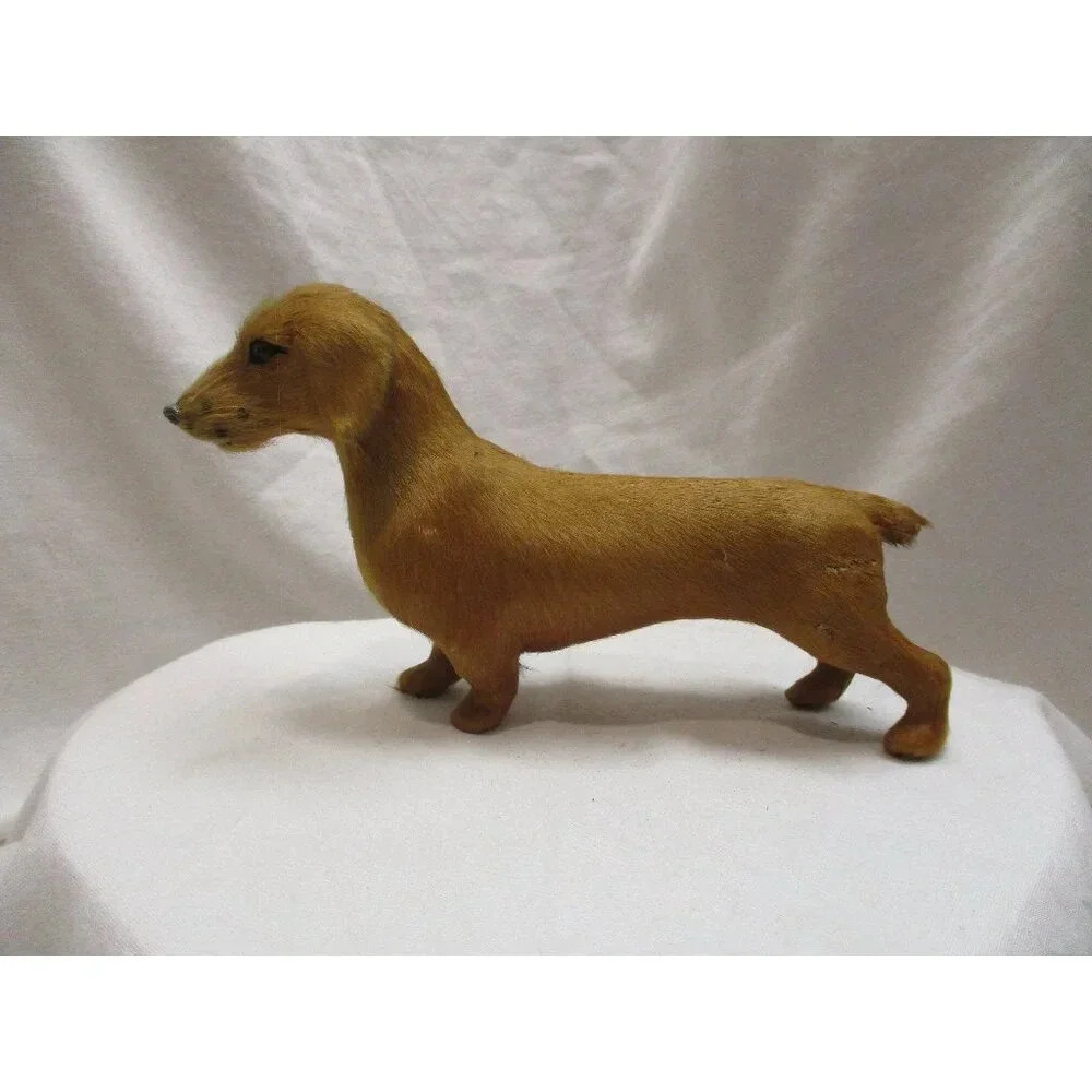 Dachshund, Vintage 8" Fur Hair Dachshund Hot‎ Dog Puppy Figure animal